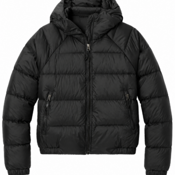 Black Quilted Puffer Jacket with Hood