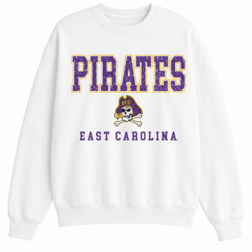 White Relaxed Fit Crewneck Sweatshirt with Distressed Graphic