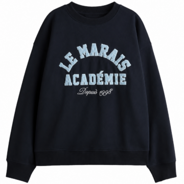 Black Oversized Crewneck Sweatshirt with Distressed Text Graphic