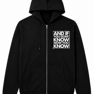 Black Full-Zip Hoodie with Inspirational Quote Graphic