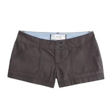 Dark Grey Straight Shorts with Contrast Stitching