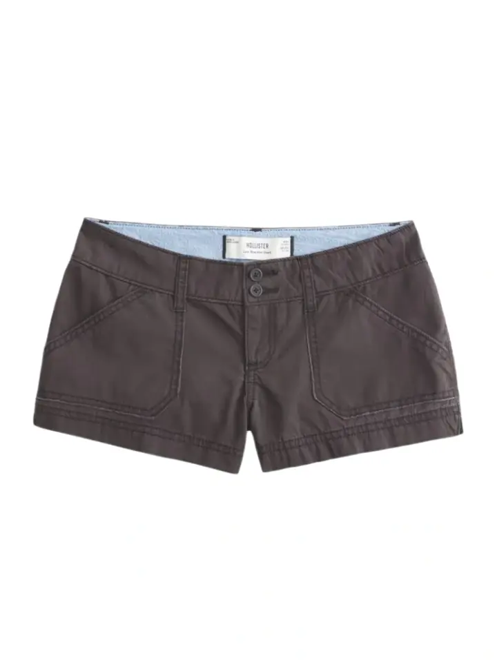 Dark Grey Straight Shorts with Contrast Stitching