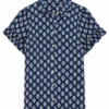 Navy Blue Floral Print Short-Sleeve Shirt