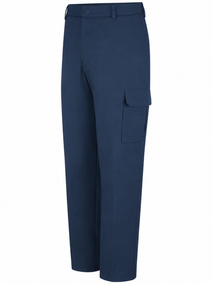 Navy Blue Relaxed Straight-Leg Cargo Trousers