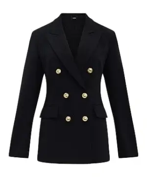 Black Double-Breasted Tailored Coat