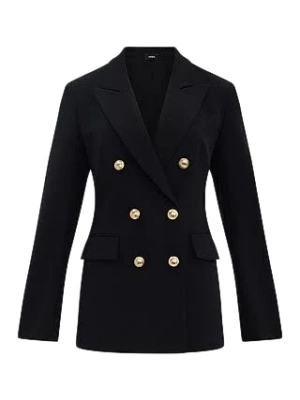 Black Double-Breasted Tailored Coat