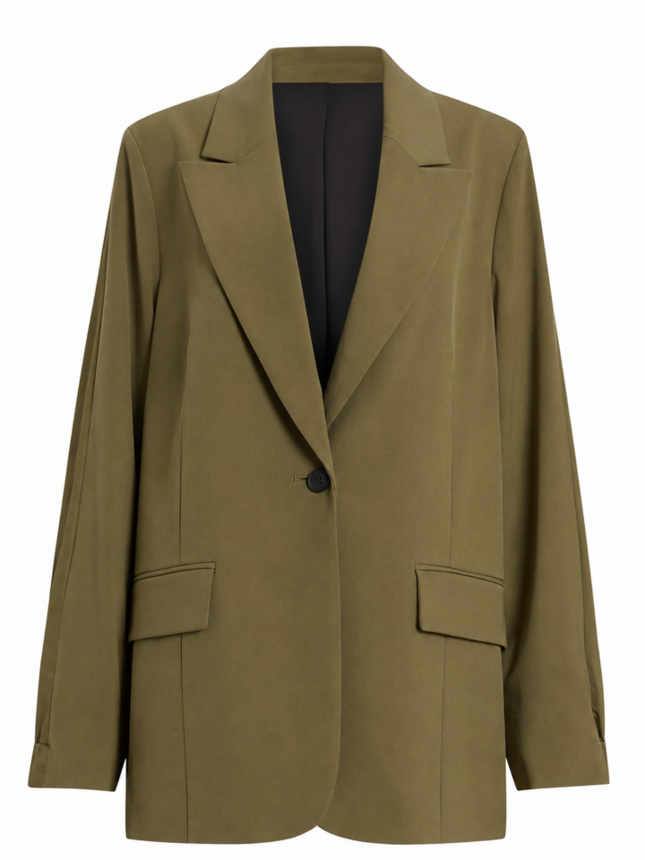 Olive Green Relaxed Longline Blazer