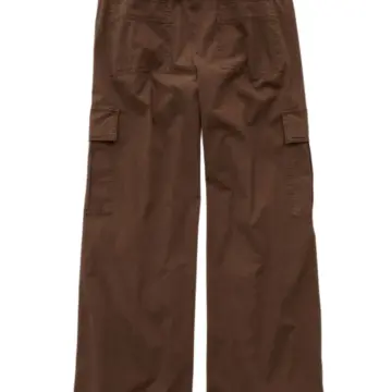 Brown Wide-Leg Cargo Pants with Adjustable Drawstring Hem