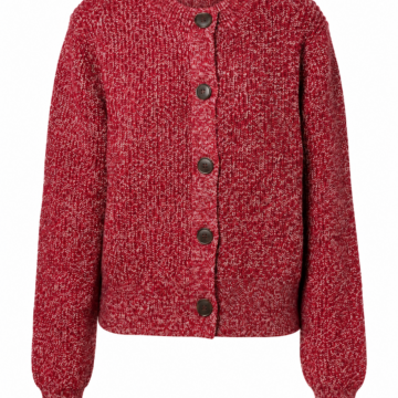 Deep Red Marl Cardigan with White Flecks