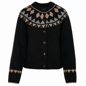 Black Fair Isle Pattern Cardigan