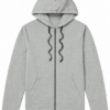 Heather Grey Full-Zip Hoodie with Regular Fit and Split Pockets