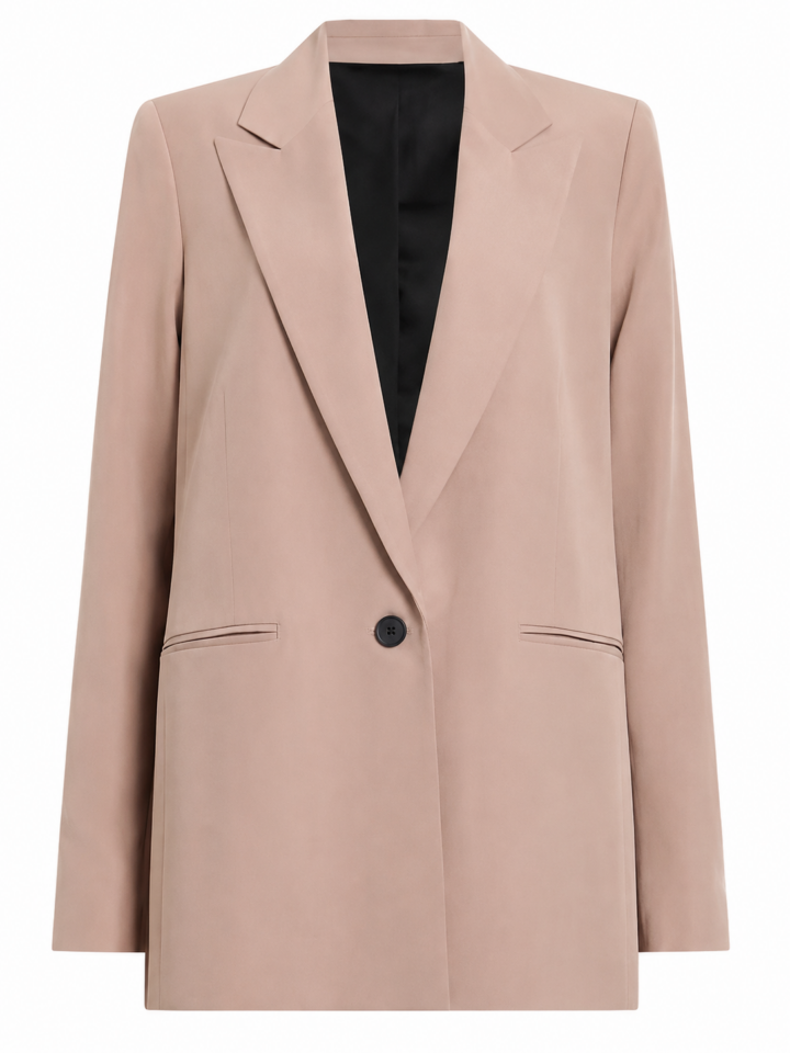 Light Beige Relaxed Single-Breasted Blazer