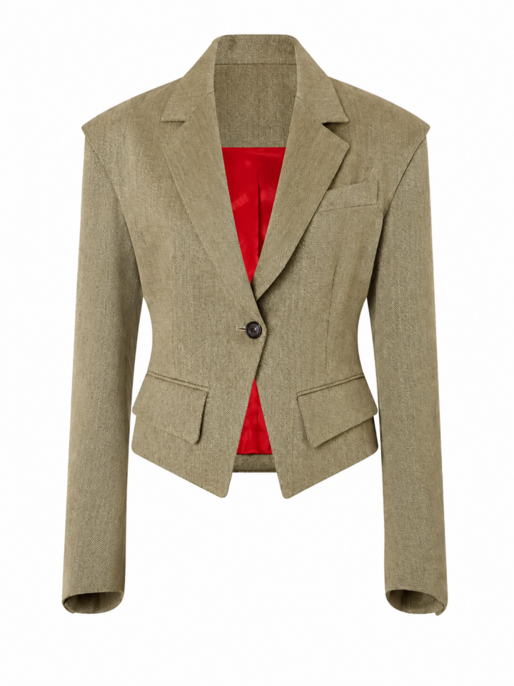 Olive Herringbone Tailored Blazer