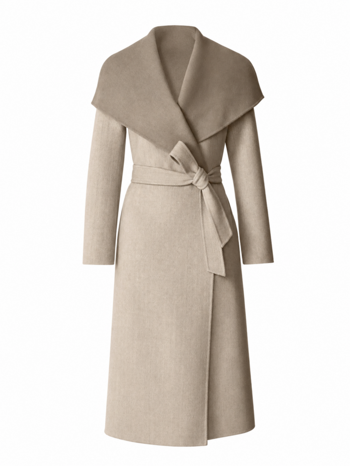 Light Taupe Longline Wrap Coat