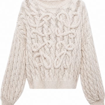 Off-White Oversized Cable Knit Sweater with Dropped Shoulders