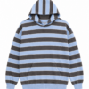 Blue and Grey Striped Pullover Hoodie Relaxed Fit
