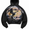 Black Oversized Pullover Hoodie with Eagle Back Print