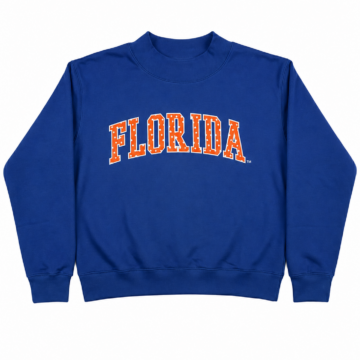 Royal Blue Crewneck Sweatshirt with Florida Varsity Graphic