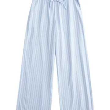 Light Blue and White Vertical Stripe Wide-Leg Pants