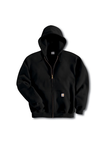 Black Full-Zip Hooded Sweatshirt with Dropped Shoulders