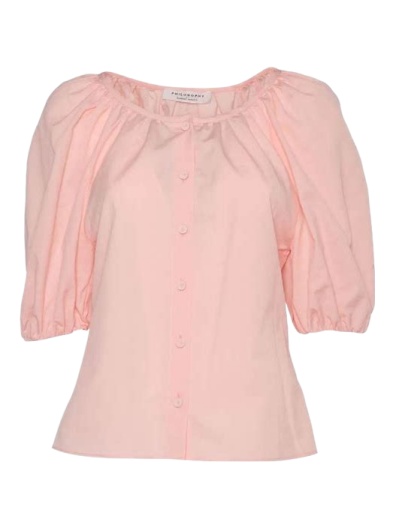 Light Pink Puff Sleeve Button-Front Top